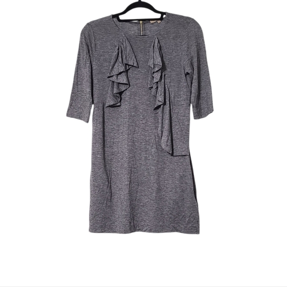 Sandro Gray Tencel Wool Blend Ruffle Detail Mini Dress Womens Size 1/ US S - Picture 1 of 13